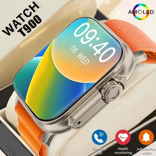 T900 Ultra Smartwatch - Bluetooth Calling, Message Notifications, Heart Rate Monitoring, Sports Features for Android and iOS for Men and Women